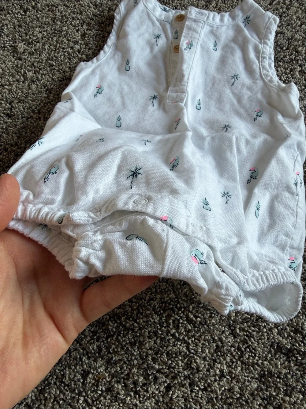 Janie and Jack toucan and pineapple romper size 6-12m